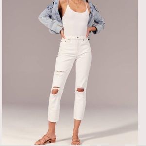 Abercrombie & fitch high rise mom jean white denim